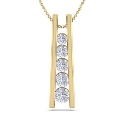1/2 Carat Diamond Journey Ladder Necklace In 14 Karat Yellow Gold, 18 Inches