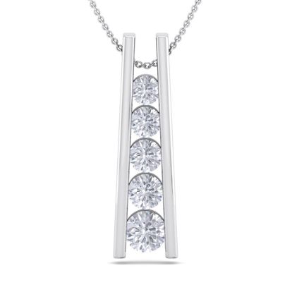3/4 Carat Diamond Journey Ladder Necklace In 14 Karat White Gold, 18 Inches