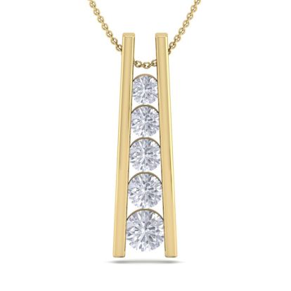 3/4 Carat Diamond Journey Ladder Necklace In 14 Karat Yellow Gold, 18 Inches