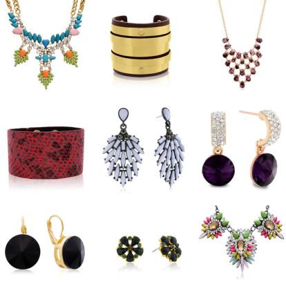 Statement Jewelry Gift Set Featuring 9 Pieces of Fashion Necklaces, Earrings and Bracelets