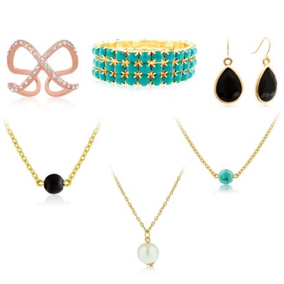 Statement Jewelry Gift Set Featuring 6 Pieces of Fashion Necklaces, Earrings and Bracelets
