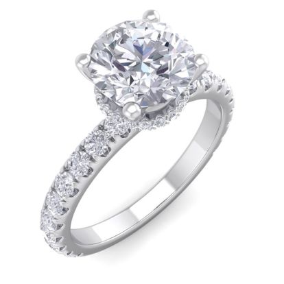 2 Carat Round Shape Hidden Halo Diamond Engagement Ring In 14 Karat White Gold