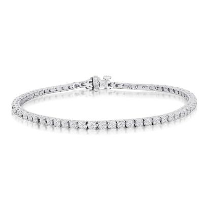 3 1/2 Carat Diamond Mens Tennis Bracelet In 14 Karat White Gold, 8 Inches