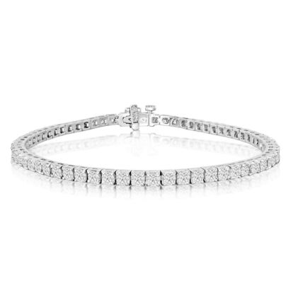 5 Carat Diamond Mens Tennis Bracelet In 14 Karat White Gold, 8 1/2 Inches
