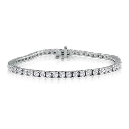 6 Carat Diamond Mens Tennis Bracelet In 14 Karat White Gold, 8 1/2 Inches