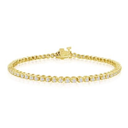 2 1/4 Carat Diamond Mens Tennis Bracelet In 14 Karat Yellow Gold, 8 Inches