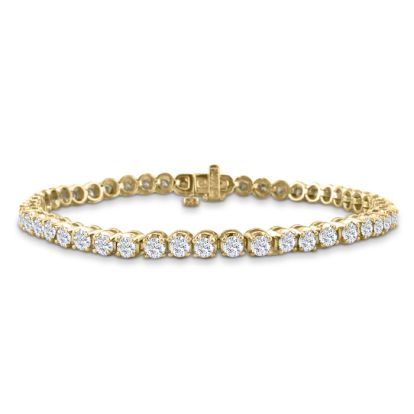 3.21 Carat Diamond Mens Tennis Bracelet In 14 Karat Yellow Gold, 7 1/2 Inches