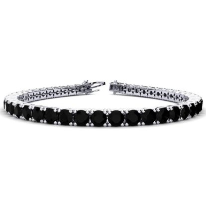 10 1/2 Carat Mens Black Diamond Bracelet In 14 Karat White Gold, 8 Inches