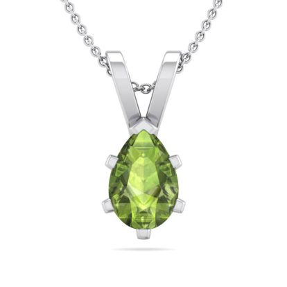 1/2 Carat Pear Shape Peridot Necklace In Sterling Silver, 18 Inches