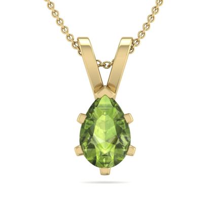 1/2 Carat Pear Shape Peridot Necklace In 14K Yellow Gold Over Sterling Silver, 18 Inches