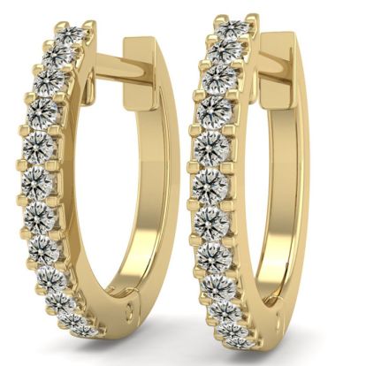 1/8 Carat Diamond Mens Hoop Earrings In 14 Karat Yellow Gold