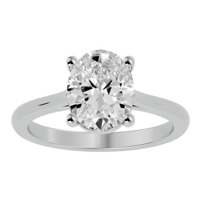 Moissanite Engagement Ring; 2 1/2 Carat Oval Shape Moissanite Solitaire Engagement Ring In 14 Karat White Gold