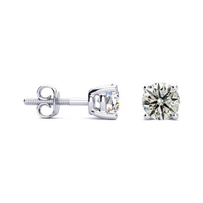 Nearly 3/4 Carat Colorless Diamond Stud Earrings In 14 Karat White Gold