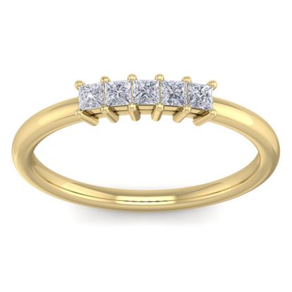 1/4 Carat Princess Diamond Wedding Band In 14 Karat Yellow Gold