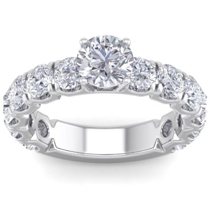 3 1/2 Carat Round Shape Diamond Engagement Ring In 14 Karat White Gold