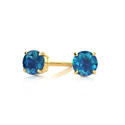 1/2ct Blue Diamond  Stud Earring in Yellow Gold