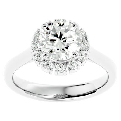 Moissanite Engagement Ring; 2 1/3 Carat Halo Moissanite Engagement Ring In 14 Karat White Gold