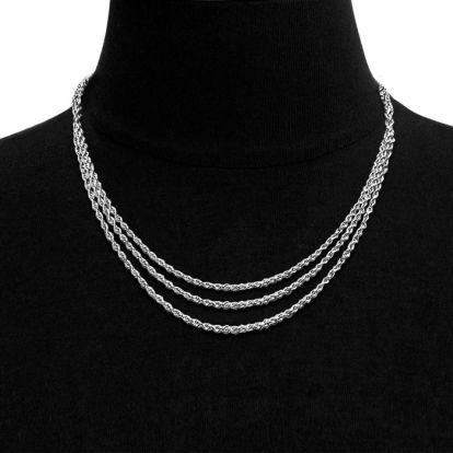Fine Silver Overlay Singapore Necklace 
Set Comes With 16 Inch, 18 Inch, 24 Inch Lengths!