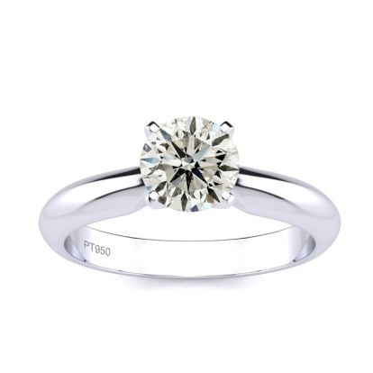 1 Carat Colorless Diamond Round Engagement Rings In Platinum