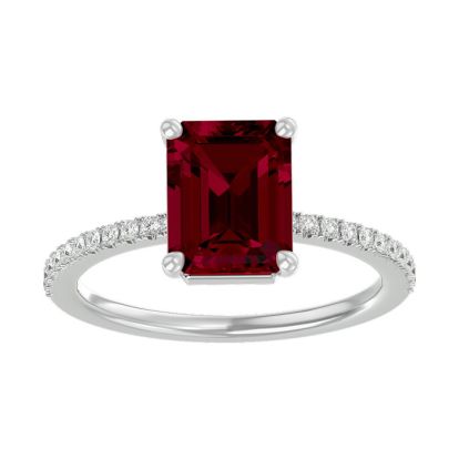 3 Carat Ruby and Diamond Ring In 14 Karat White Gold