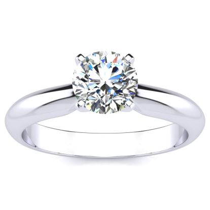 Moissanite Engagement Ring; 1 Carat Moissanite Solitaire Engagement Ring In Solid Platinum. First Time Ever Offered!!!