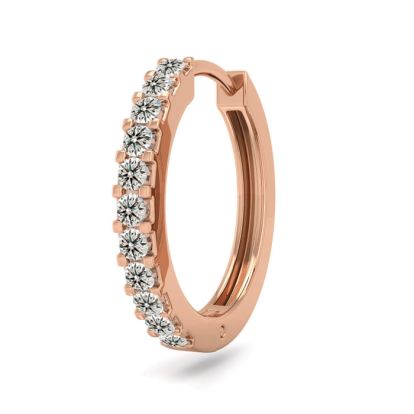 1/10 Carat Diamond Single Mens Hoop Earring In 14 Karat Rose Gold