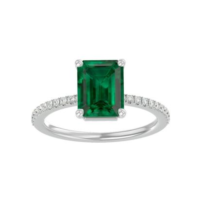 2 1/3 Carat Emerald and Diamond Ring In 14 Karat White Gold