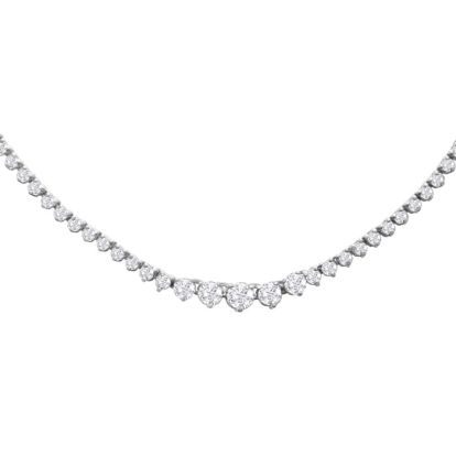 Graduated 5 Carat Diamond Tennis Necklace In 14 Karat White Gold, 17 Inches