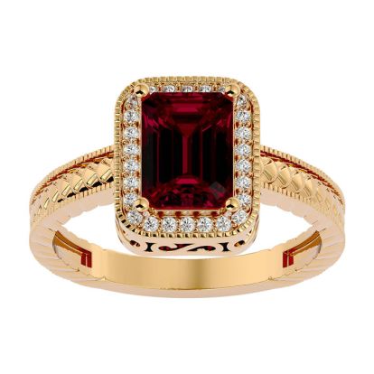 2 Carat Antique Style Ruby and Diamond Ring in 14 Karat Yellow Gold