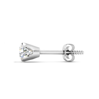 Nearly 1/2 Carat Single Diamond Stud Earring In 14 Karat White Gold