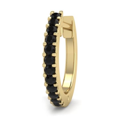 0.06 Carat Black Diamond Single Mens Hoop Earring In 14 Karat Yellow Gold