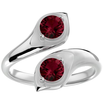 Garnet Ring: Garnet Jewelry: 1 Carat Two Stone Garnet Ring In 14 Karat White Gold