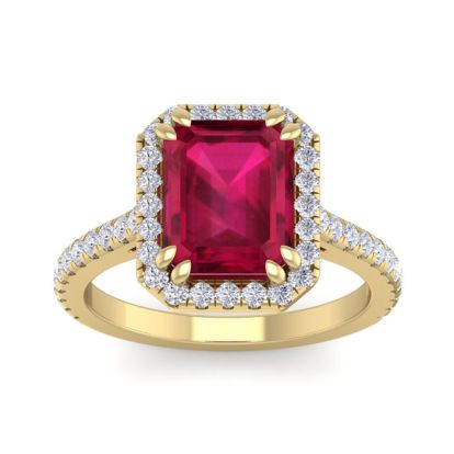 4 Carat Ruby and Diamond Ring In 14 Karat Yellow Gold