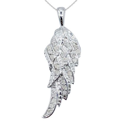 Diamond Wing Necklace, Nearly 1/2 Carat of Natural Rose Cut Diamonds, 18 Inches. Totally On Trend!