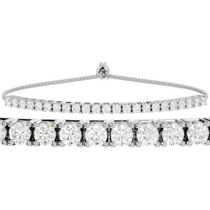 1 Carat Diamond Bolo Bracelet In 14 Karat White Gold, Adjustable 6-9 inches