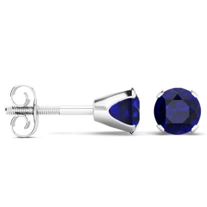 1/3 Carat Blue Sapphire Stud Earrings in Sterling Silver