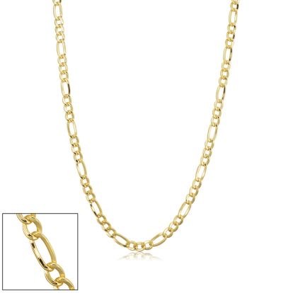 3.3mm Figaro Chain Necklace, 18 Inches, Yellow Gold