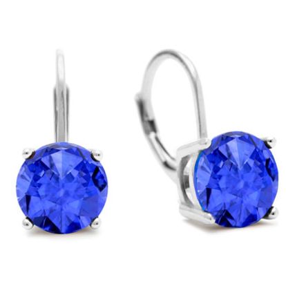5 Carat Created Tanzanite Drop Earrings In Sterling Silver
