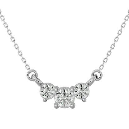 1/4 Carat Diamond Three Stone Necklace In 14 Karat White Gold, 18 Inches