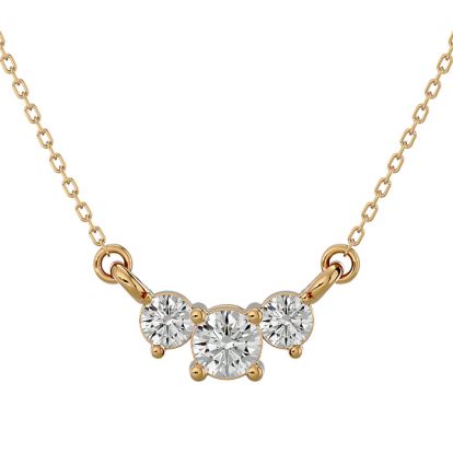 1/4 Carat Diamond Three Stone Necklace In 14 Karat Yellow Gold, 18 Inches