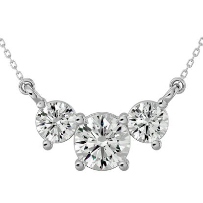 1 1/4 Carat Diamond Three Stone Necklace In 14 Karat White Gold, 18 Inches