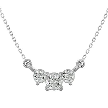 1/2 Carat Diamond Three Stone Necklace In 14 Karat White Gold, 18 Inches