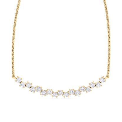 3/4 Carat Diamond Cluster Bar Necklace In 14 Karat Yellow Gold, 18 Inches