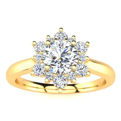 2 3/4 Carat Round Shape Halo Diamond Engagement Ring In 14 Karat Yellow Gold