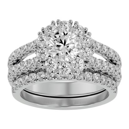 2 1/2 Carat Shape Diamond Bridal Set In 14 Karat White Gold