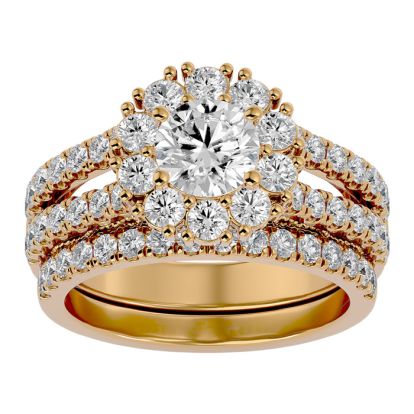2 1/2 Carat Shape Diamond Bridal Set In 14 Karat Yellow Gold