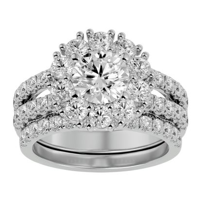 3 1/2 Carat Shape Diamond Bridal Set In 14 Karat White Gold