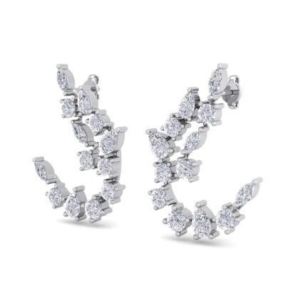 Diamond Drop Earrings: 3 Carat Fancy Diamond Drop Earrings In 14 Karat White Gold