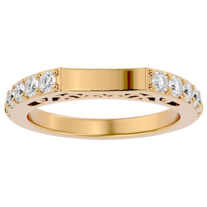 Moissanite Engagement Ring; 1/2 Carat Moissanite Wedding Band In 14 Karat Yellow Gold