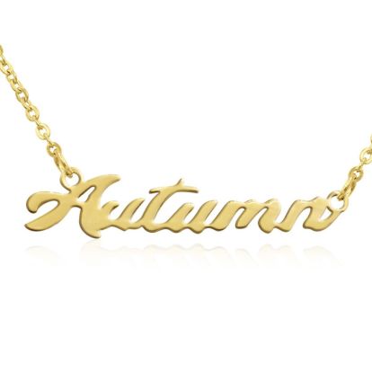 Autumn Nameplate Necklace In Gold 